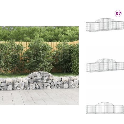 Paniers à gabions arqués 7 pcs 200x50x40/60 cm fer galvanisé - Panier Gabion - Mur Gabion - Clôture Gabion - Décoration Jardin - Barrieres Jardin (1/5)