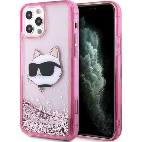 Custodia per iPhone 12 Karl Lagerfeld Glitter Choupette rosa (1/5)