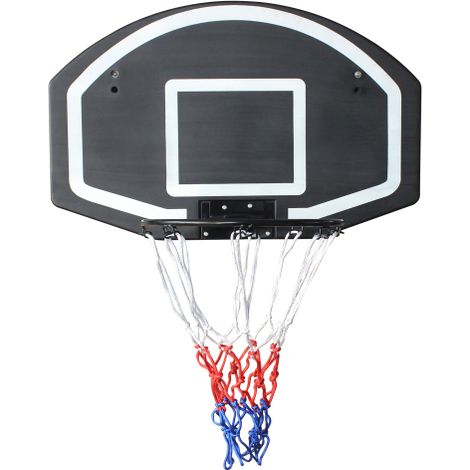 Canestro da basket a parete, completo di tabellone e cerchio, 72,39 cm x 45,72 cm, tabellone infrangibile, per interni/esterni, nero. (1/5)