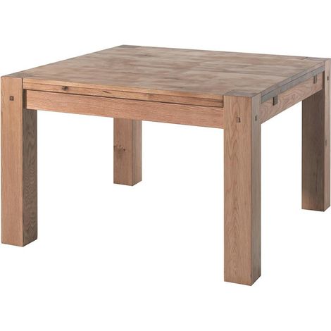 Pier Import – Table de salle à manger carrée 140 cm en chêne massif – Finition huilée – Pour 4 convives – Plateau latté en chêne (1/3)
