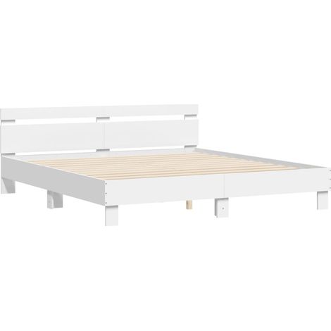 Estructura cama con cabecero madera ingeniería blanco 160x200cm vidaXL