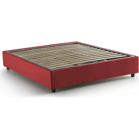 Talamo Italia Letto matrimoniale Azzurra, Letto contenitore con rivestimento in tessuto, 100% Made in Italy, Apertura frontale, adatto per materasso Cm 140x190, Rosso, con imballo rinforzato