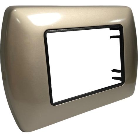 Placchetta per interruttore in metallo a 3 posti champagne cassetta 503 compatibile con living international supporto cover (1/2)