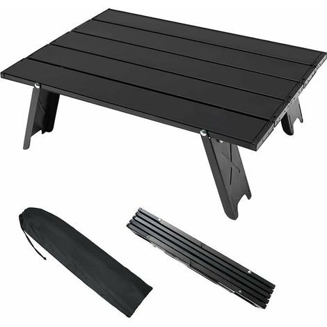 Table Pliante De Camping, Table En Aluminium Mini Pliable Portable Légère Avec Sac De Transport, Petite Table D'appoint Enroulable Pratique Pour Barbecue Pique-Nique Plage Voyage (Noir) - RWTable plia (1/4)