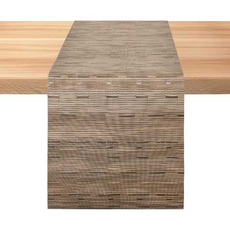 Chemin de Table PVC, Moderne Chemin de Table, Non Dérapant Chemin de Table d'entretien pour Table à Manger, Lavable Chemin de Table, Décoration de Table à Manger, 30x135 cm, Marron Clair (1/5)