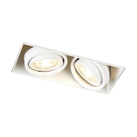 QAZQA + Moderno Foco empotrado inteligente blanco sin marco con 2 GU10 WiFi - Oneon 2 Acero Rectangular Adecuado para LED Max. 2 x 5 Watt