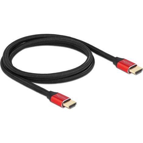 DeLOCK Cable HDMI de ultra alta velocidad 48 Gbps 8K 60 Hz rojo 1 m certificado (1/2)