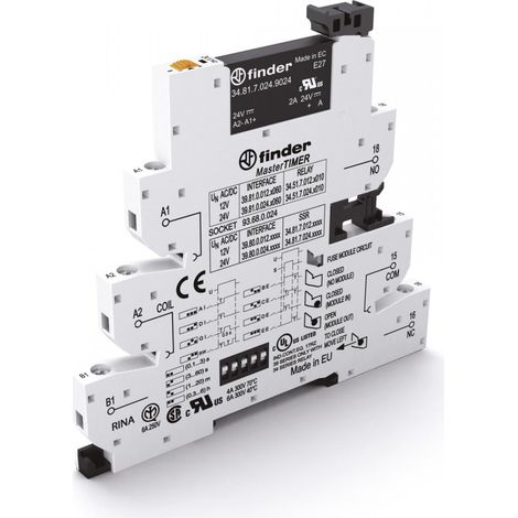 Interface statique masterTIMER 1NO 6A IN : 24V AC DC OUT : 24V DC à cage FINDER 398000249024