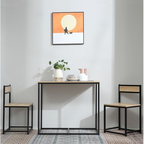 MEUBLIV Mesa y 2 sillas 90x47x76 cm roble claro – ahorro de espacio, 2 personas (1/5)