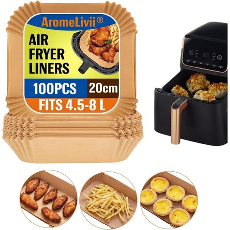 Papier Cuisson - 100 Pièces - Parchemin Antiadhésif - Résistant 220°C - Pour Friteuse Air Chaud Ninja Max - 20cm (1/5)