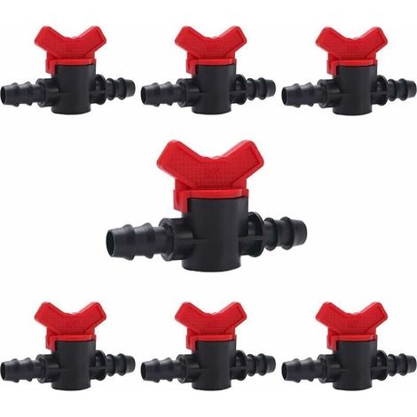 7 Pièces Vanne Commutation d'Irrigation, Irrigation Pipe Valve Switch, Robinet Jardin en Plastique PE, Robinet Barbelé Double Male, pour L'irrigation des Pelouses de Jardin, pour 16mm Tuyau, (1/5)