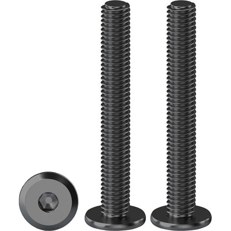 Vis à Tête Plate à Six Pans Creux Lot De 20 Vis à Tête Cylindrique Hexagonale à Bride Noir M5 X 50 mm Boulons à Tête Plate Hexagonale en Acier Inoxydable A2 V2A Vis à Métaux, Filetage Complet (1/5)