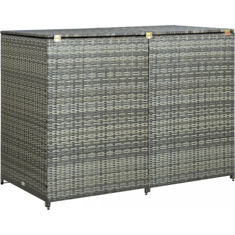 vidaXL Double Wheelie Bin Shed Poly Rattan Anthracite 148x77x111 cm