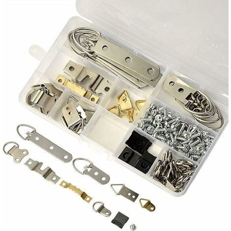Lot de 96 crochets de suspension pour cadre photo - Boîte de rangement incluse (1/5)