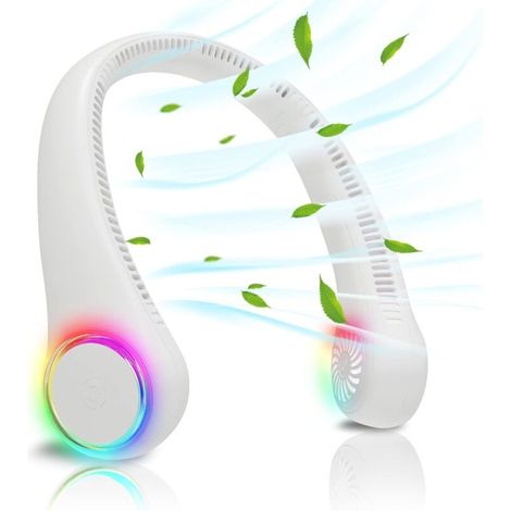 Nackenventilator, Mini-USB-Ventilator, blattloser Ventilator, starker und leiser Luftstrom, 4000 mAh, 3 Geschwindigkeitsstufen, weiß (1/5)