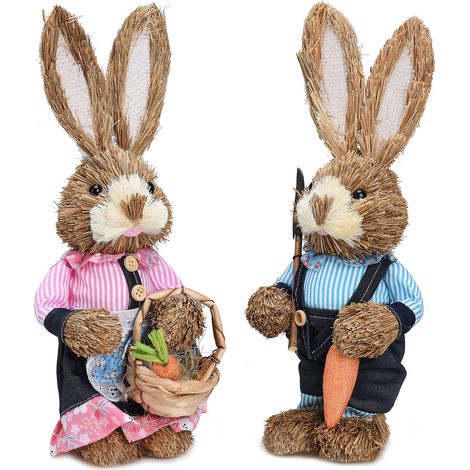 Décorations rustiques de Pâques pour la maison - Figurines de lapin pour les fêtes (1/5)