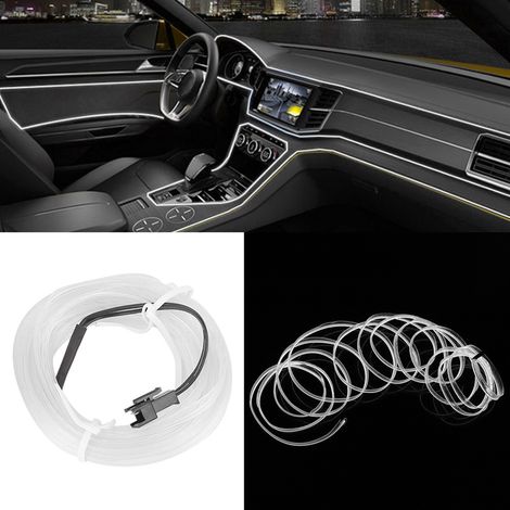 Bande lumineuse décorative pour voiture, éclairage intérieur LED EL blanc, 5 mètres, pièces de modification (1/5)