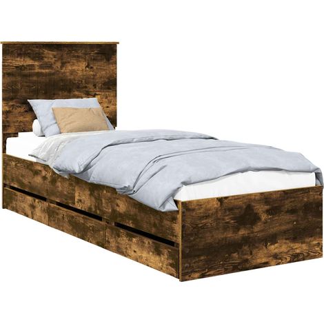 Maison Exclusive - Bettrahmen Geräucherte Eiche 75 x 190 cm Ingen