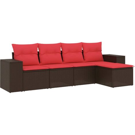 Maison Exclusive - 5-teiliges Gartensofa-Set mit Kissen, braun, P
