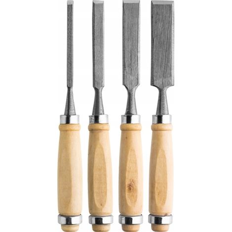 Holzbeitel Set Drel 4 Stück gehärteter Stahl ergonomisch