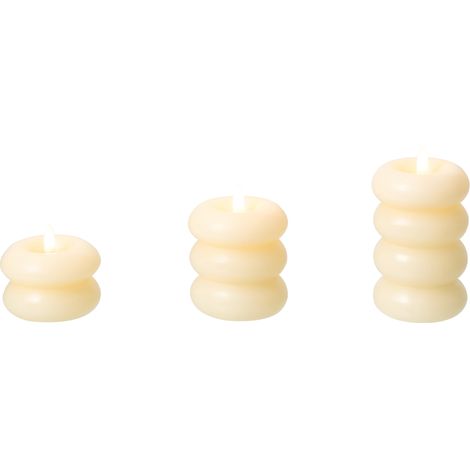 Conjunto de 3 decoraciones de Navidad LED para interiores vela accesorio de parafina blanco crema Eternis