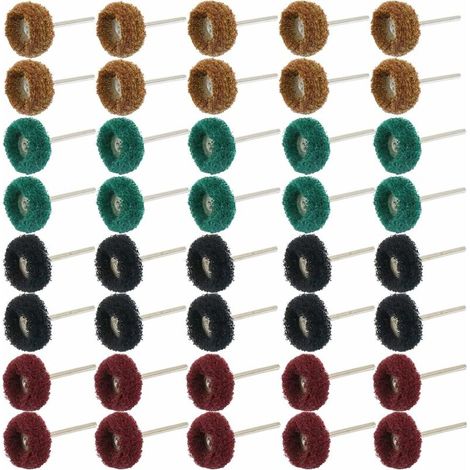 Lot de 40 roues abrasives de polissage pour outils rotatifs 3 mm (1/4)
