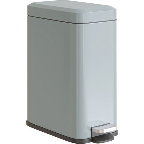 Papelera de baño de metal gris con pedal y cubo interior extraíble de 5 L (1/5)