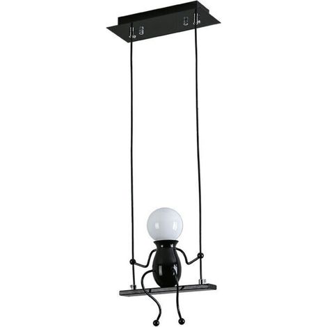Suspension Luminaire Créative Plafonnier Rétro Vintage Lustre D'Intérieur Pour Chambre D'Enfant, Chambre À Coucher, Jardin D'Enfants, Café, Noir (1/4)