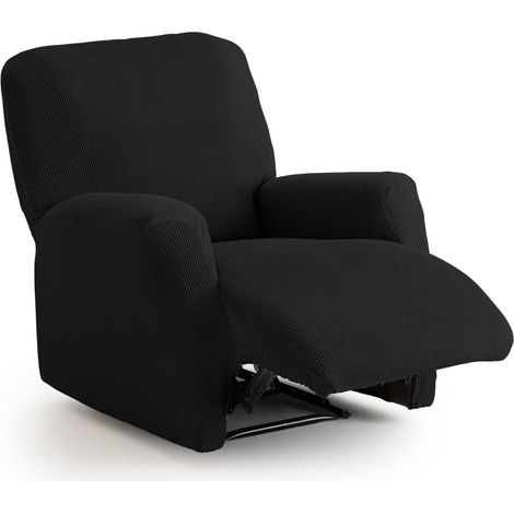 Housse de canapé élastique Fauteuil Relax Noir - Housse de canapé Extra Douce, antidérapante et élastique - Housse de canapé élastique Modèle Inca (1/4)