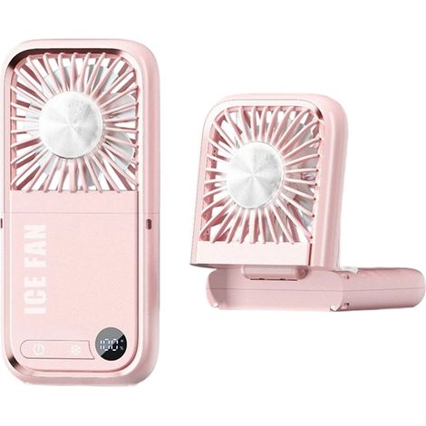 Ventilateur Portable - Écran Numérique LED - 5 Vitesses - Batterie 2000 mAh - Support Téléphone Intégré - 1 Pièce (1/5)