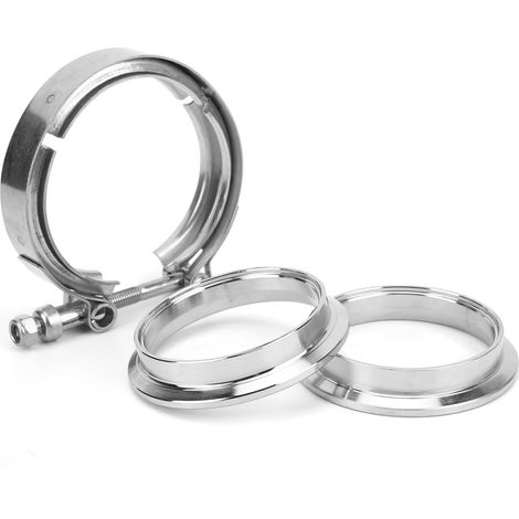 3x Bride de V-Band en Acier Inoxydable, Collier d'Échappement avec Bride Plate en Acier Doux, Kit de Montage pour Modification Automobile (1/5)