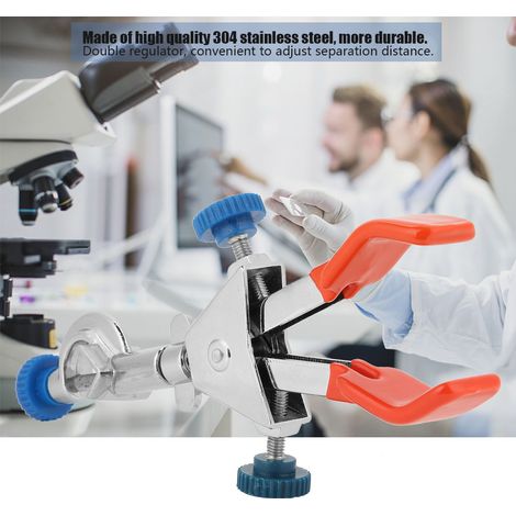 Instrument de laboratoire : double régulateur, pince pour flacon chimique, support de réflecteur en acier, porte-condensateur (grand modèle) (1/5)