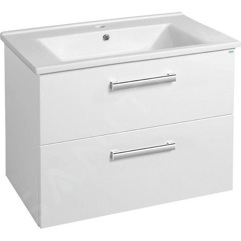 VEGA Meuble sous-vasque 72x57,6x43,6cm, 2x tiroirs, blanc (1/5)