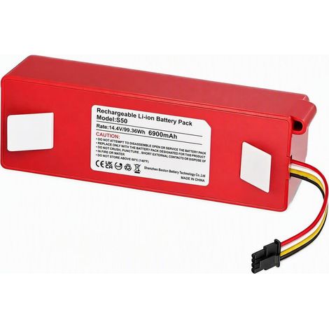 Batterie 14,4 V 6900 mAh compatible avec S7 S5 S5 Max S50 S51 S502-00 S6 S6 MaxV S7 Q7 Max V Ultra Pure Mijia 1ère et 2ème génération Robot aspirateur batterie (1/5)