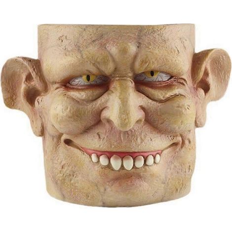 Décoration d'Halloween : Pot de fleurs avec visage humain - (1/5)