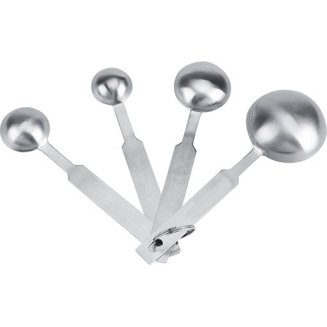 Cuillères de mesure en inox, lot de 4 pour ingrédients secs et liquides, accessoire de cuisine résistant, ustensile doseur précis, acier inoxydable. (1/5)