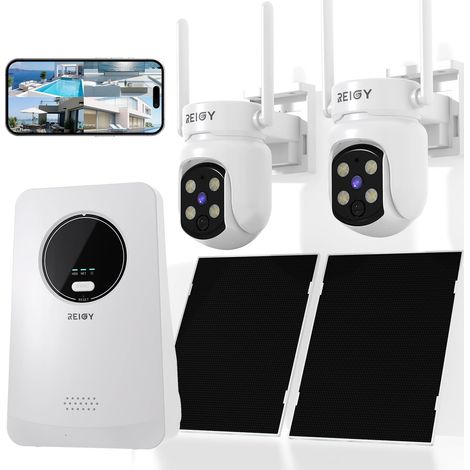 4MP Kit Caméra Surveillance WiFi sans Fil Solaire, Exterieure/Interie (1/5)