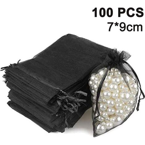 100 transparente Schmuckbeutel mit Kordelzug, ideal für Hochzeiten, Partys, Weihnachten und andere Anlässe, die als Geschenke oder kleine Präsente verwendet werden können. (1/5)