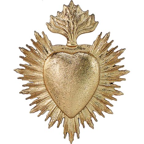 Coeur ex-voto décoration murale dorée H9.7cm – Polyrésine tendance – Mur romantique et mystique – Dimensions L7,8*P1,1*H9,7cm – Opjet (1/2)