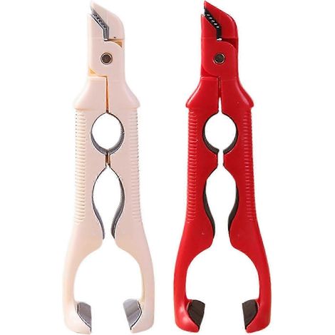 (Blanc Rouge) Pince 3 en 1 pour plaques chauffantes, pince à bol résistante à la chaleur, lève-assiettes antidérapant avec (1/5)