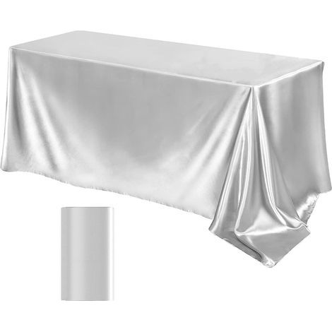 Nappe en Satin 259 x 147 cm Nappe Rectangulaire en Soie Brillante pour Mariages et Réceptions (1/5)