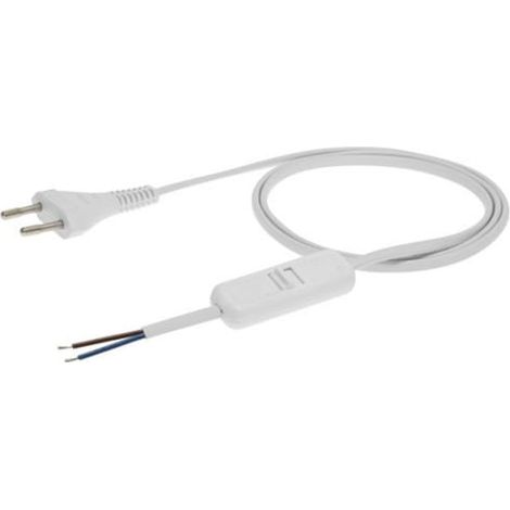 Kabel mit Schalter mit Flachstecker b/u H03VVH2-F 2x0,5 weiß S-13W-0,5-2-1 /2m/
