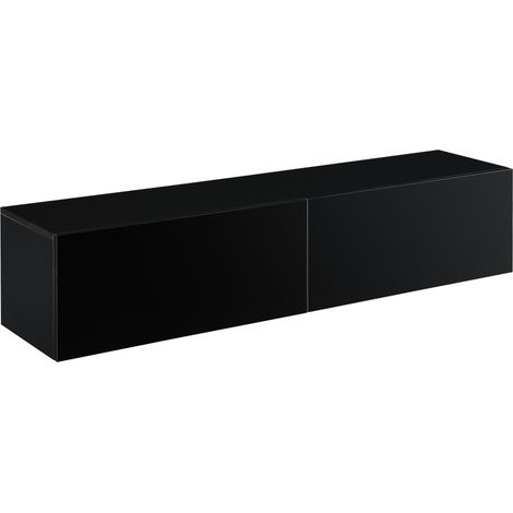 Hängeboard Evaton 140x33x30 cm Schwarz, hochglanz [en.casa]