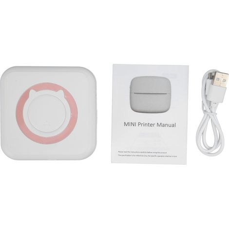 Imprimante Thermique Sans Encre Mini Portable Bluetooth pour Étiquettes Photos Notes Études Liste Mémo Rose (1/5)