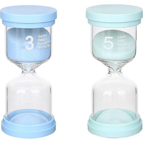 Lot de 2 sabliers 3 minutes et 5 minutes, ensemble de sabliers pour enfants, minuterie en verre, horloge pour enfants, sablier décoratif, la maison, le bureau (1/5)