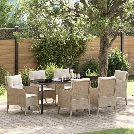 Conjunto de Comedor de Jardín 7 pcs Beige ratán sintético vidaXL (1/5)