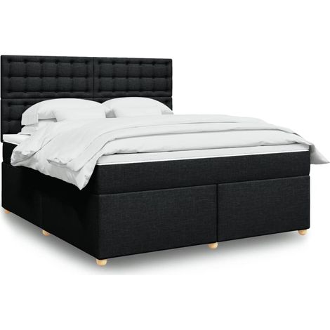 Boxspringbett mit Matratze Schwarz 180x200 cm Stoff (1/5)