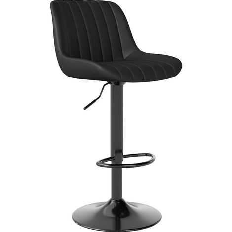 Barhocker mit Lehne, drehbar & höhenverstellbar, PU-Leder, Schwarz (1/5)