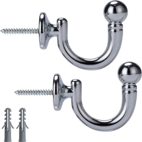 Lot de 2 Embrasses de Rideau à Tête Ronde - Crochets Muraux pour Fenêtre, Vêtements, Manteau, Chapeau - Porte-Serviettes(53mm) (1/5)