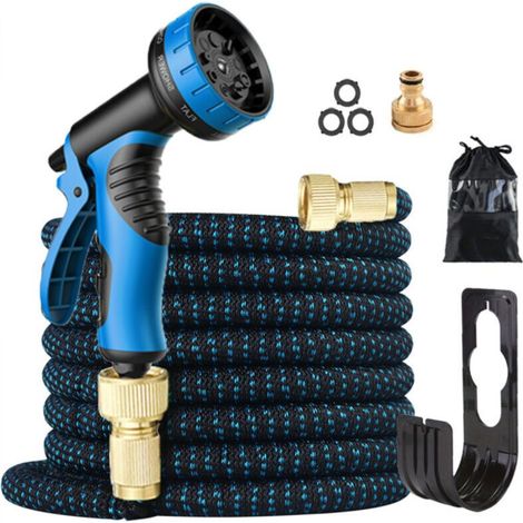 30m Expandable Garden Hose - With 10-Function Hose Nozzle - Extra Durable - With 3/4" Solid Aluminum Fittings - For Outdoor Use (1/5)
